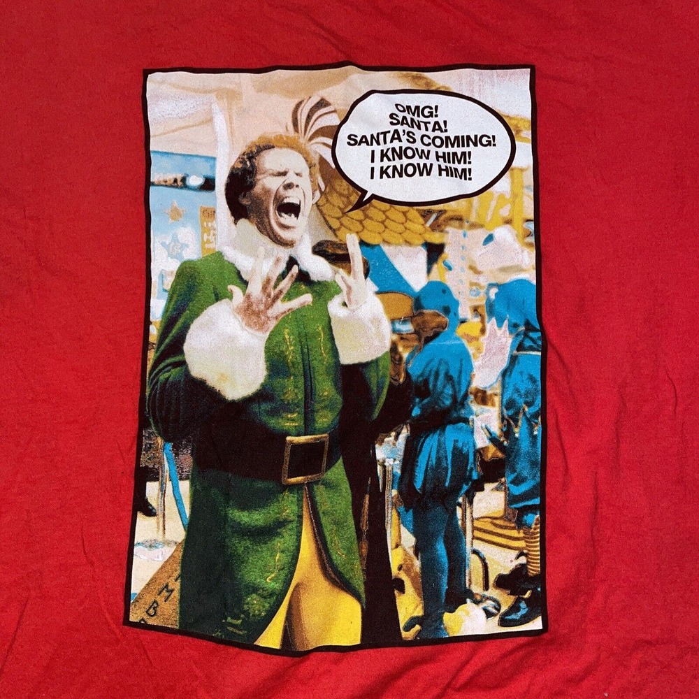 Elf Movie Shirt Adult XXL Red Will Ferrell Short Sleeve Pullover Tee